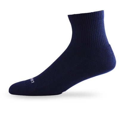 Side view of Lightfeet Comfort Navy Quarter Socks 