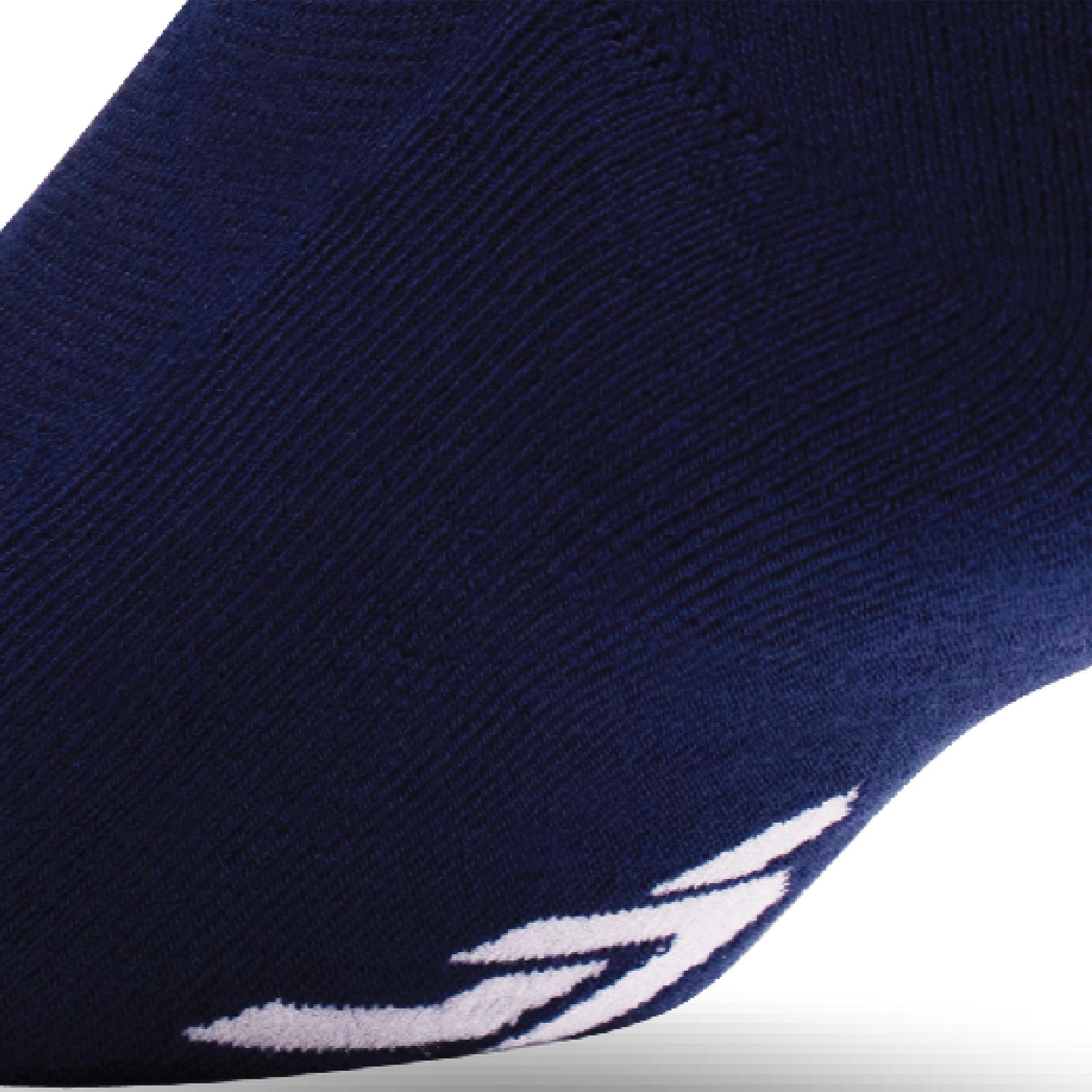 Close up view of cushion padding of Lightfeet Comfort Navy Quarter Socks 
