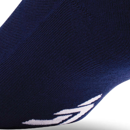 Close up view of cushion padding of Lightfeet Comfort Navy Quarter Socks 