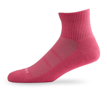 Side view of Lightfeet Comfort Pink Quarter Socks 