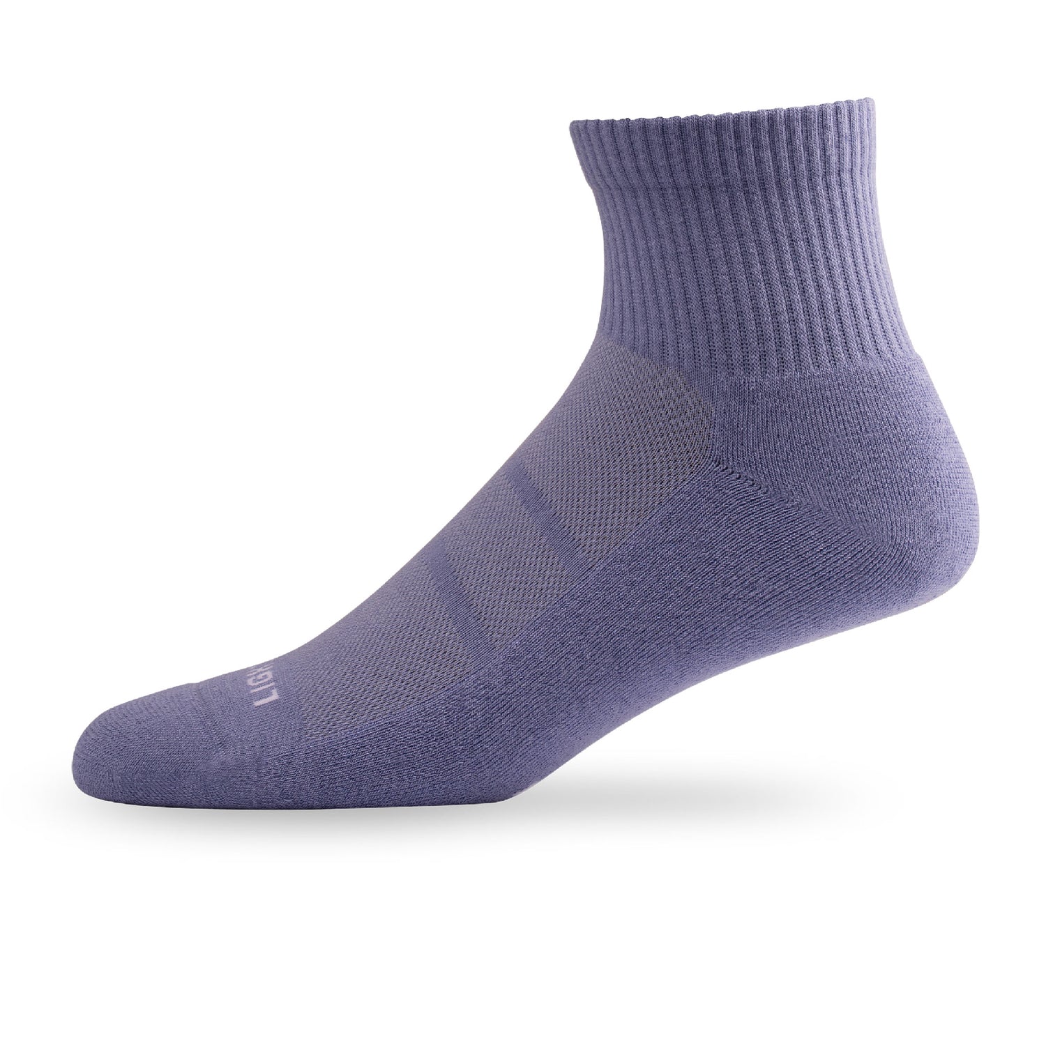 Side view of Lightfeet Comfort Purple Quarter Socks 