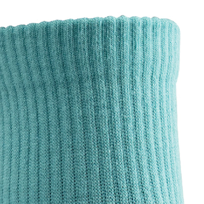 Close up view of cuff of Lightfeet Comfort Teal Quarter Socks 