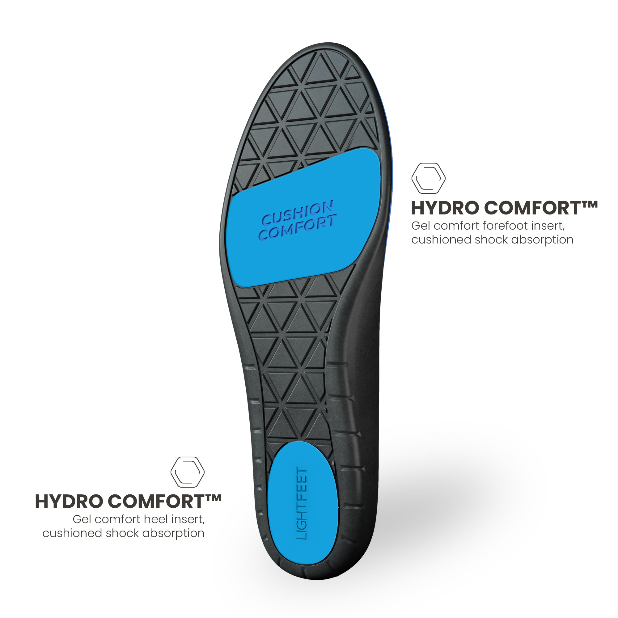 Bottom view of a Lightfeet Cushion Comfort Orthotic Insole