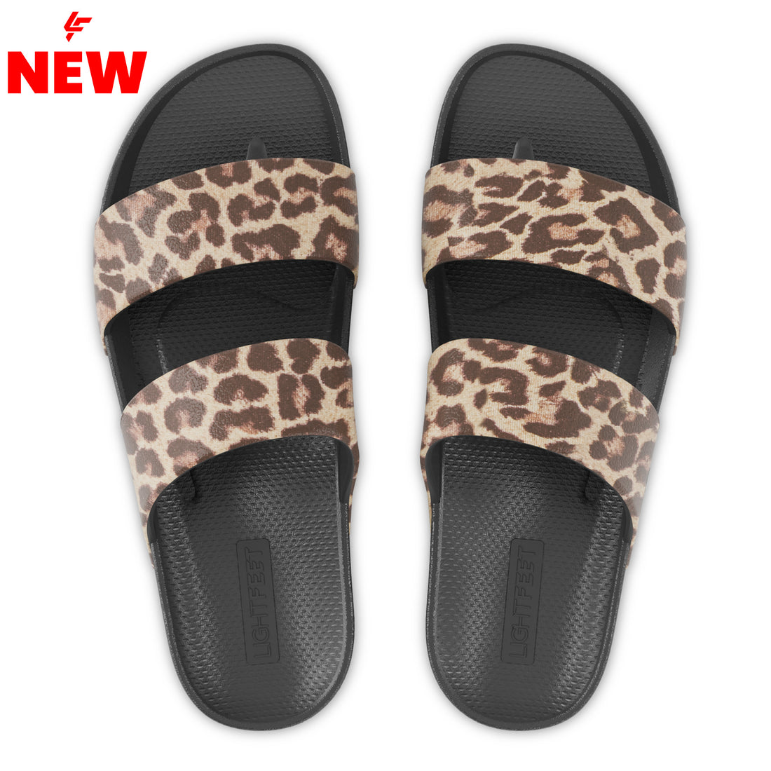 Black Leopard - Double Strap Slides