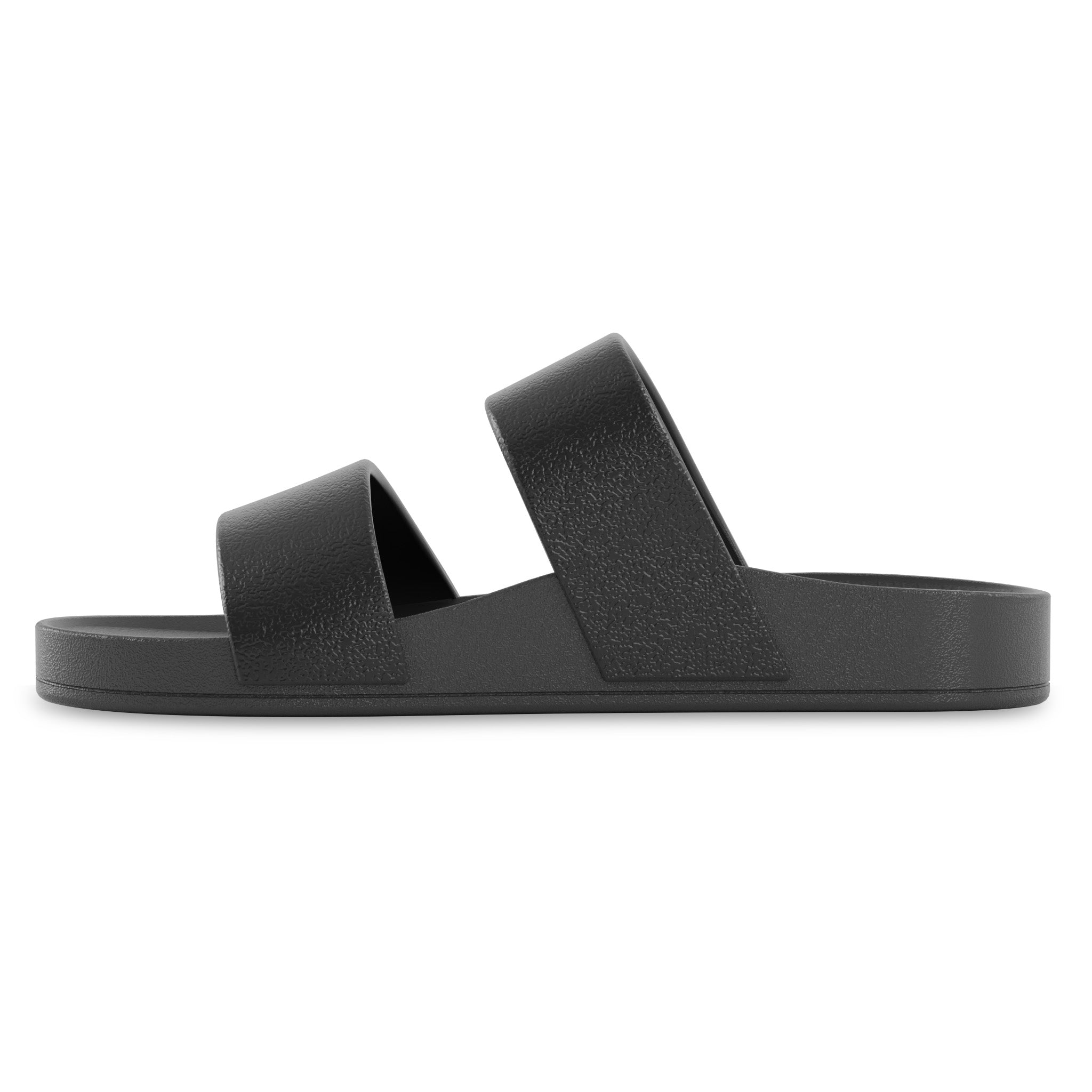 Medial side view of black Lightfeet Double Strap Slide