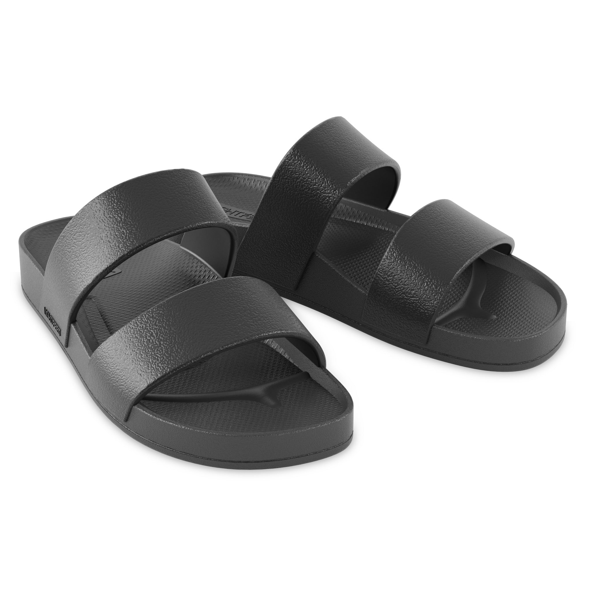 Pair of black Lightfeet Double Strap Slide