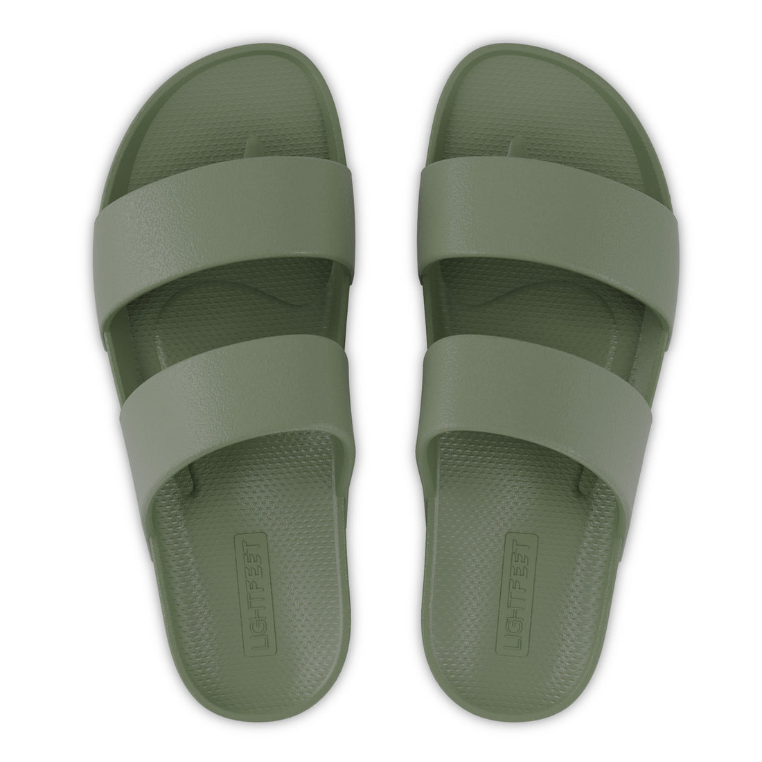 Top view of khaki Lightfeet Double Strap Slide