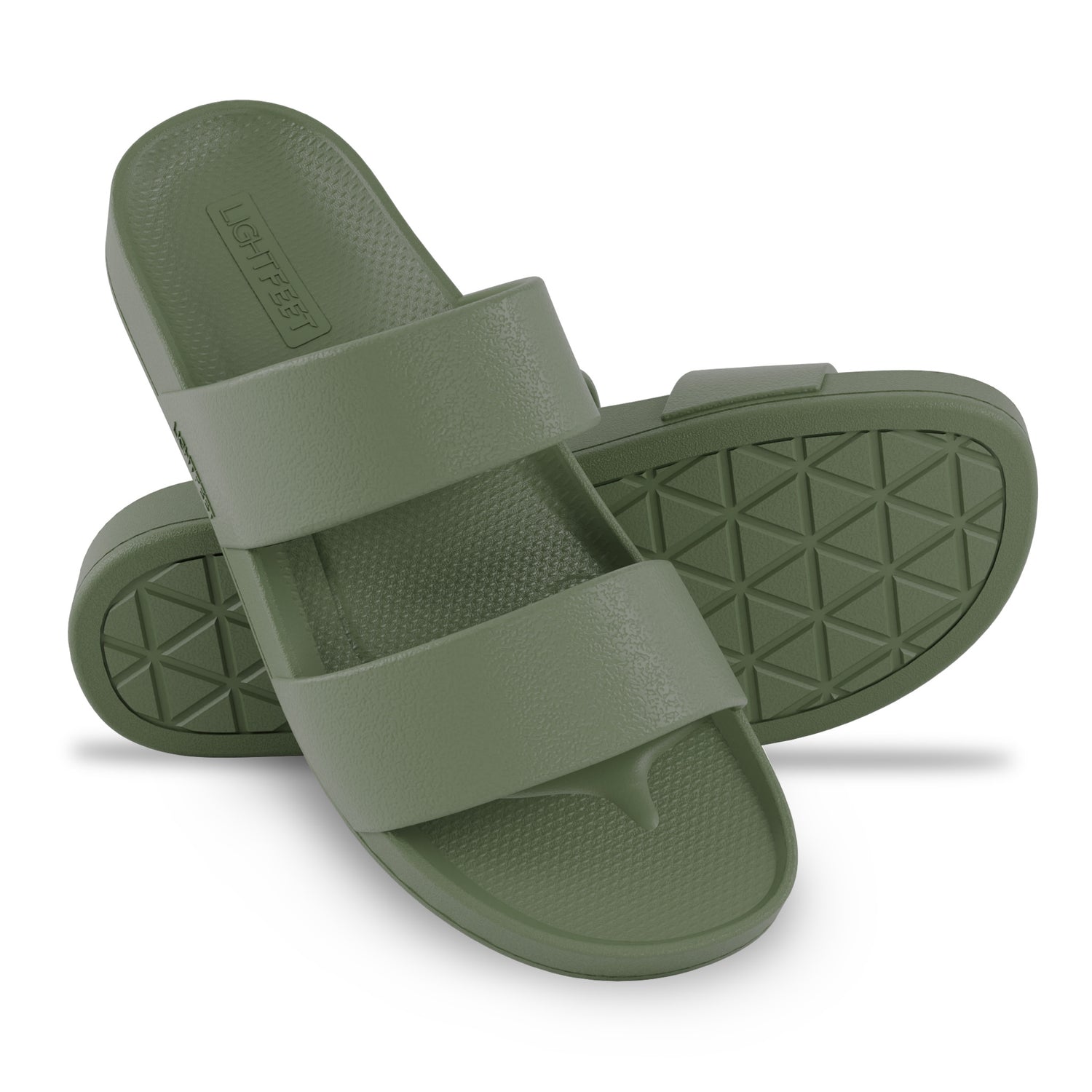 Pair of khaki Lightfeet Double Strap Slide