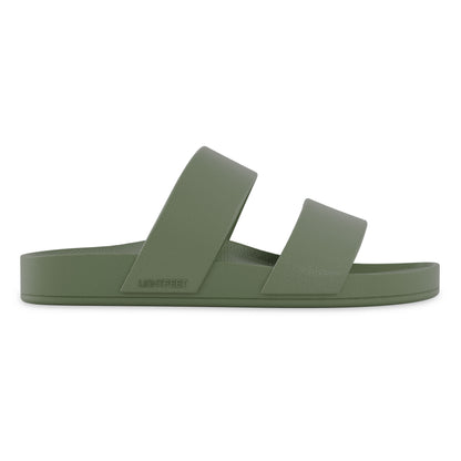 Lateral side view of khaki Lightfeet Double Strap Slide