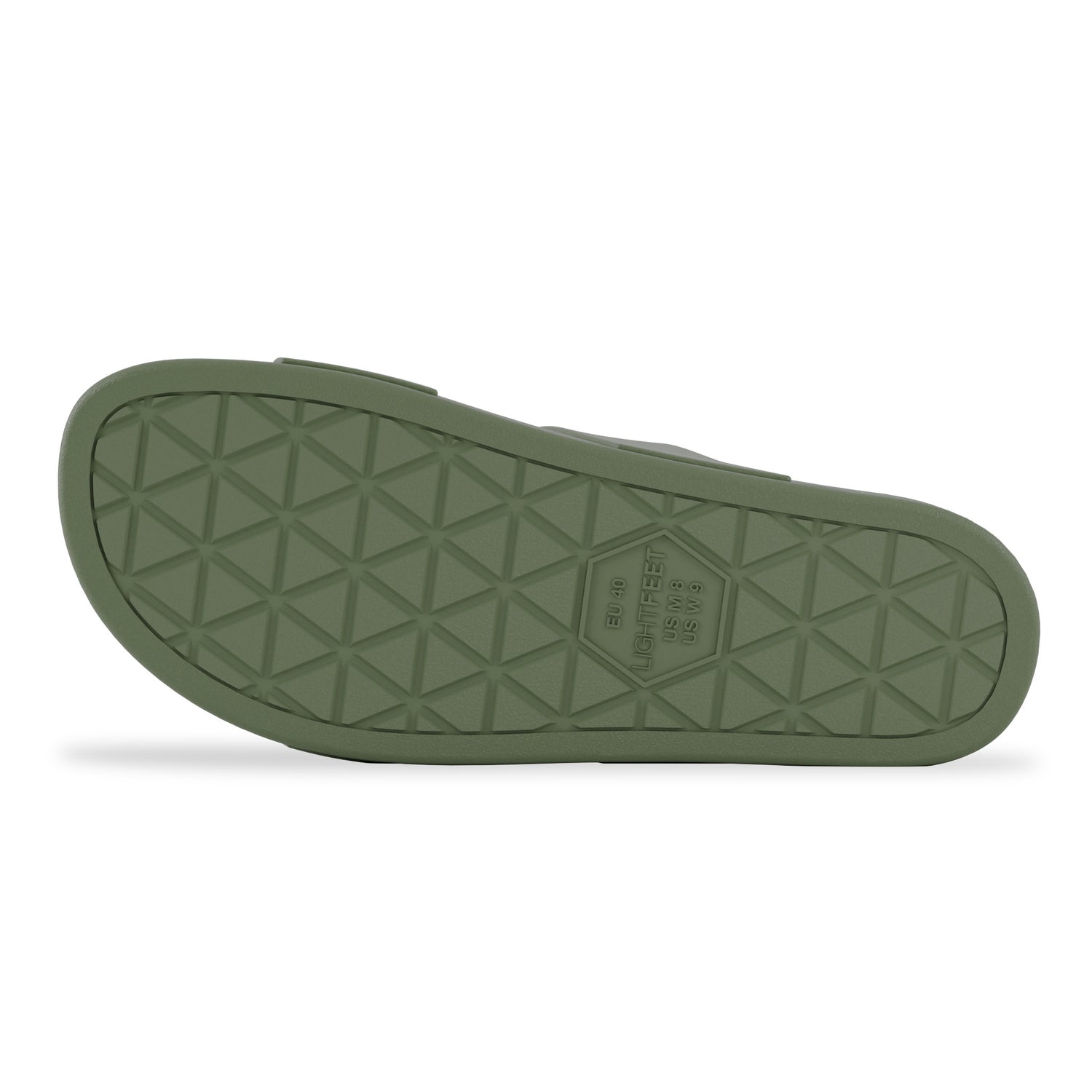 Outsole view of khaki Lightfeet Double Strap Slide