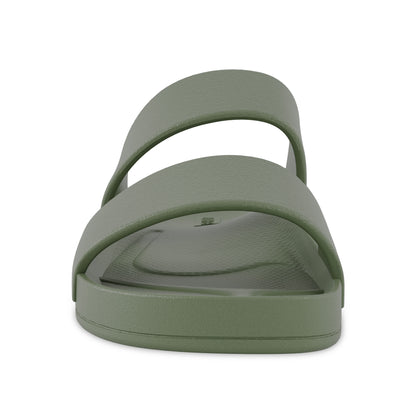 Front view of khaki Lightfeet Double Strap Slide