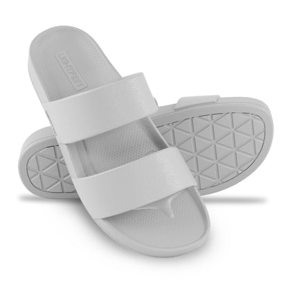 Pair of white Lightfeet Double Strap Slide