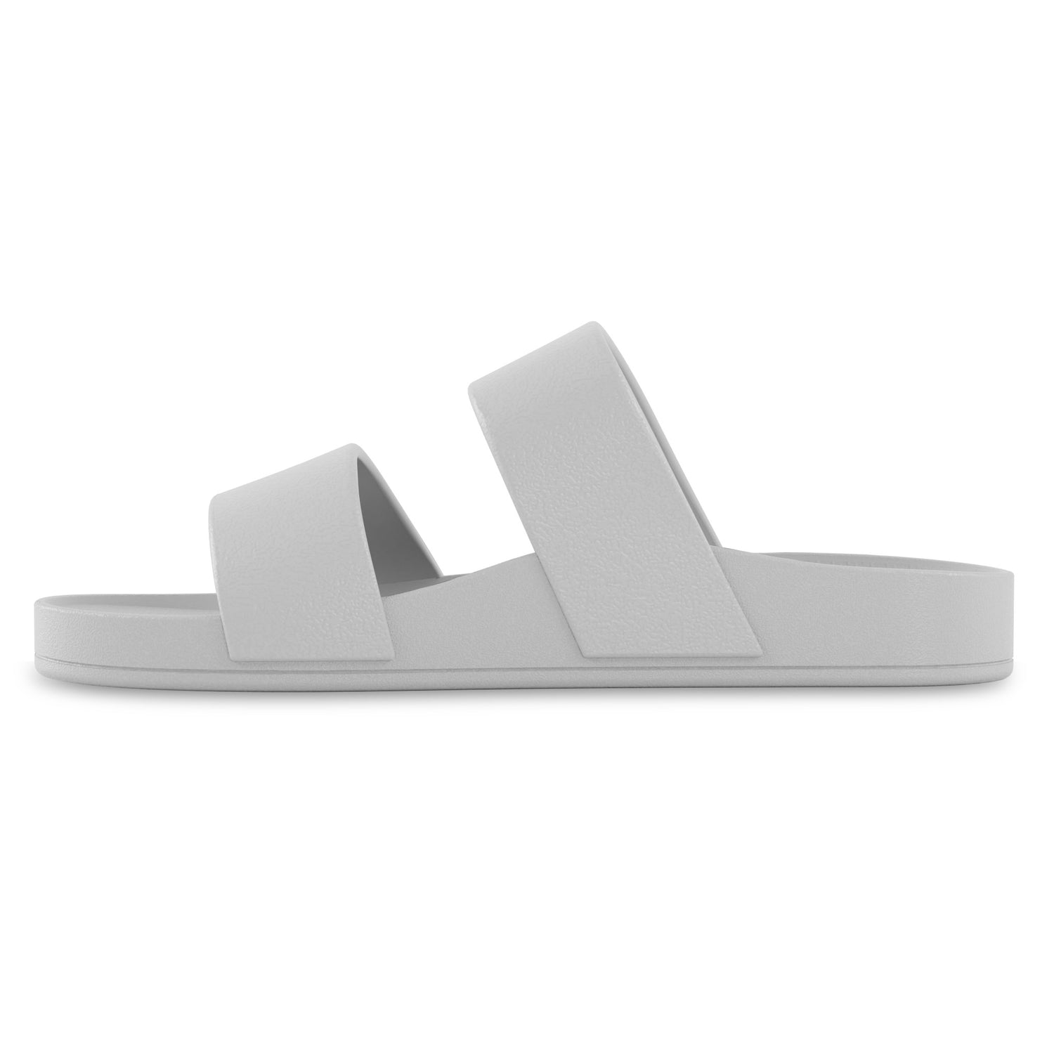 Medial side view of white Lightfeet Double Strap Slide