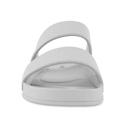 Front view of white Lightfeet Double Strap Slide