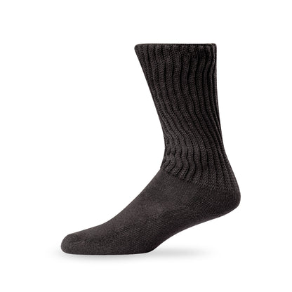 Side view of Lightfeet Diabetes Black Crew Sock 