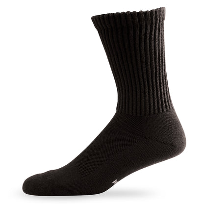 Side view of Lightfeet Diabetes Black Crew Sock 