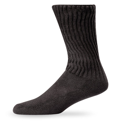 Side view of Lightfeet Diabetes Black Crew Sock 