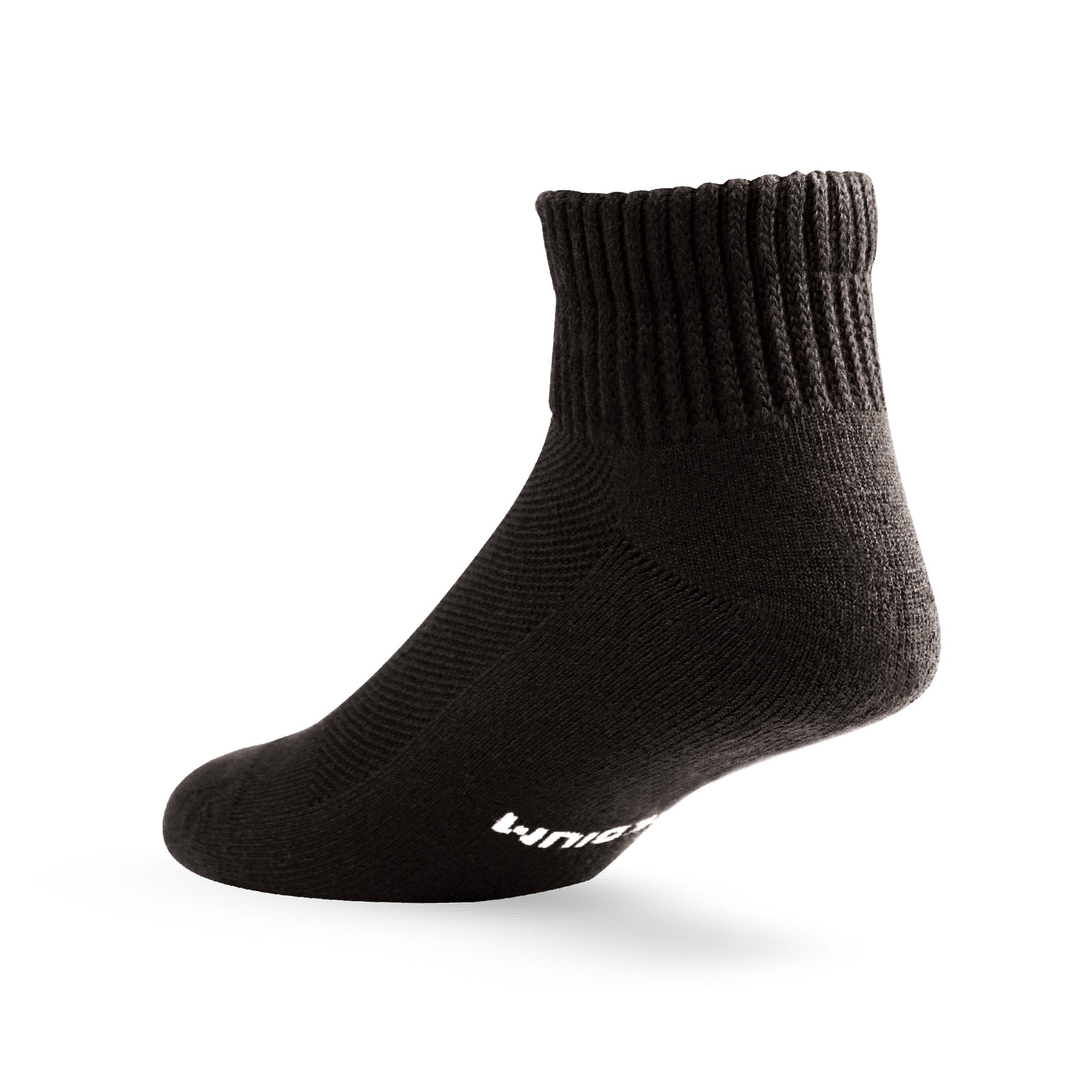 Heel view of Lightfeet Diabetes lack Mini Crew Sock 