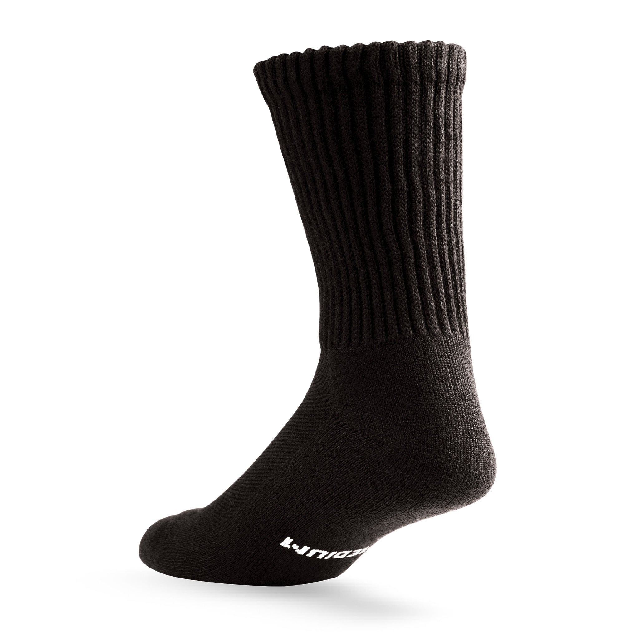 Heel view of Lightfeet Diabetes Black Crew Sock 