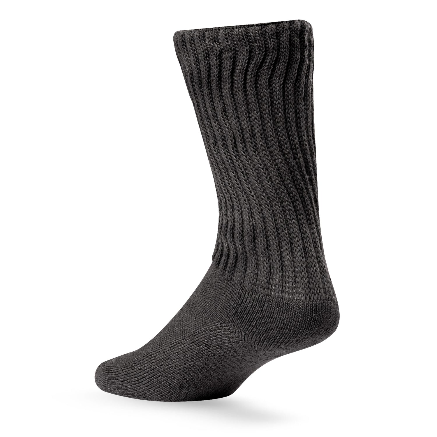 Heel view of Lightfeet Diabetes Black Crew Sock 