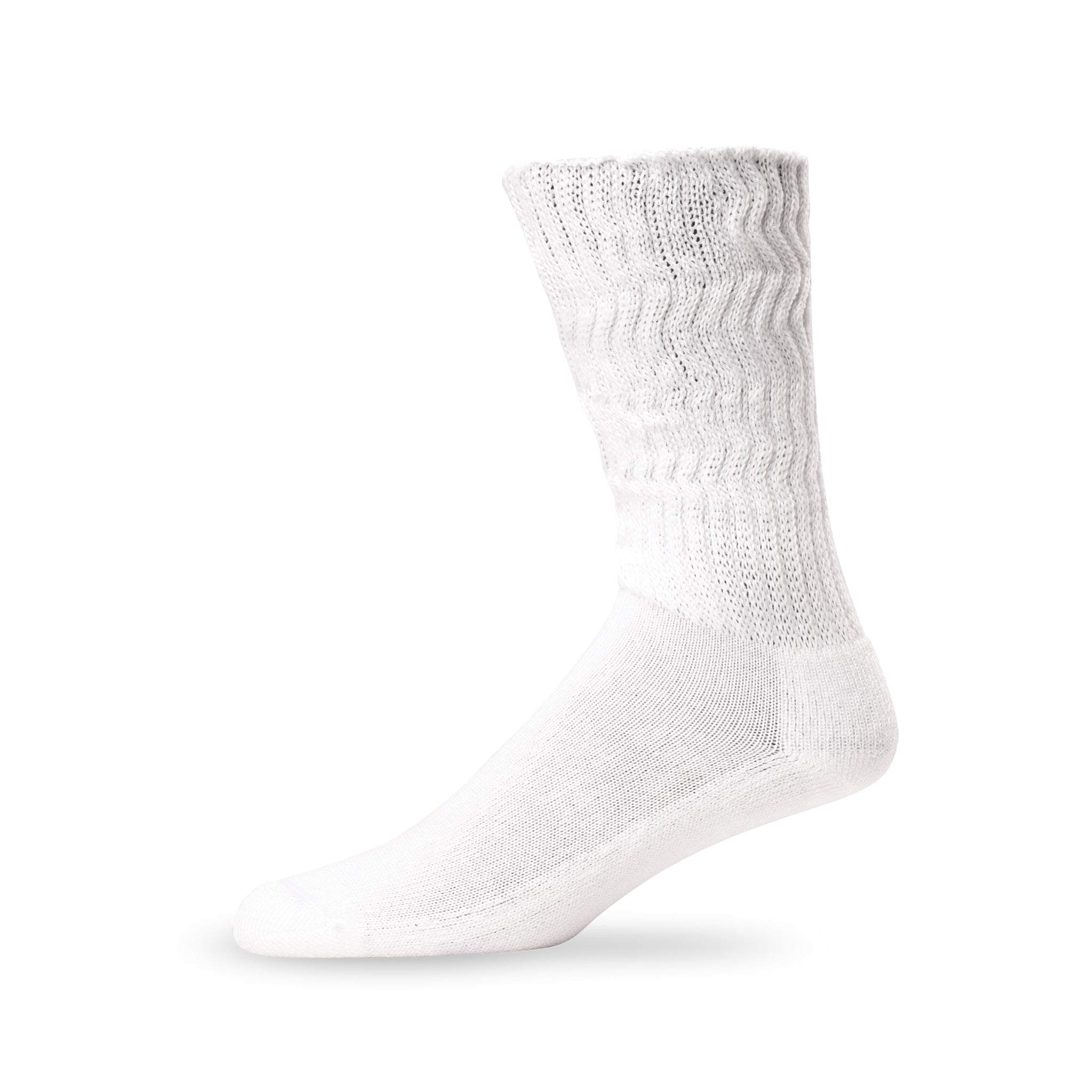 Side view of Lightfeet Diabetes White Crew Sock 