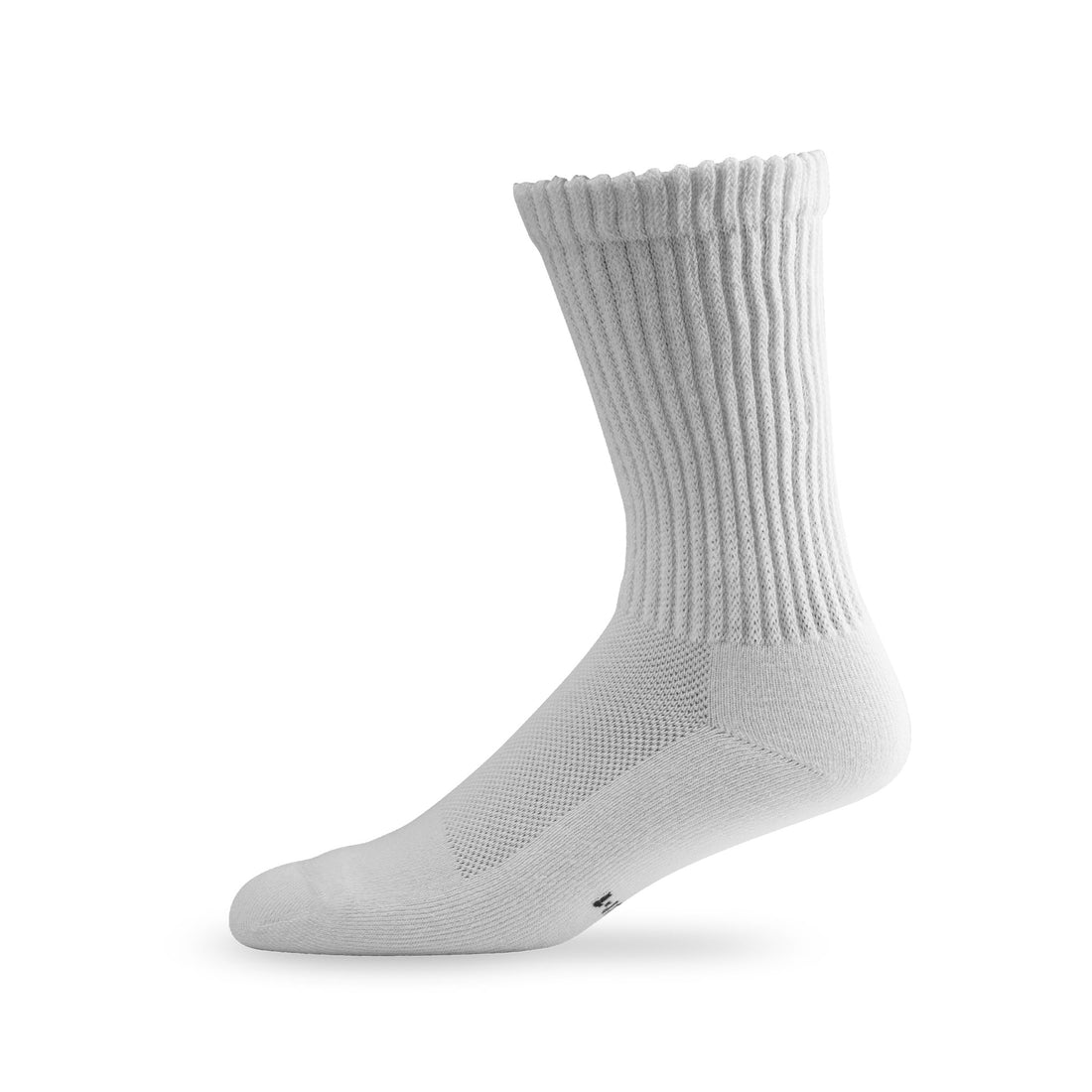 Side view of Lightfeet Diabetes White Crew Sock 