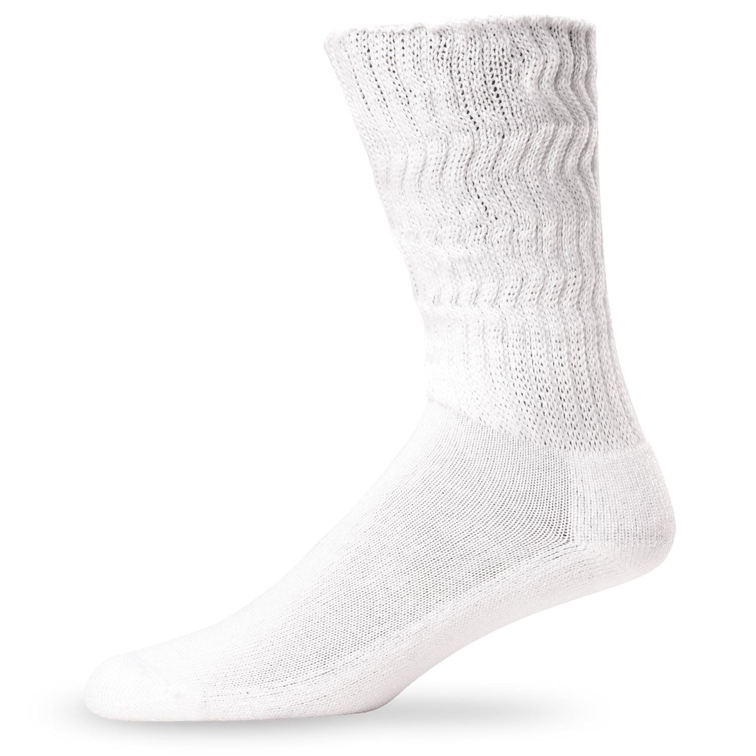 Side view of Lightfeet Diabetes White Crew Sock 