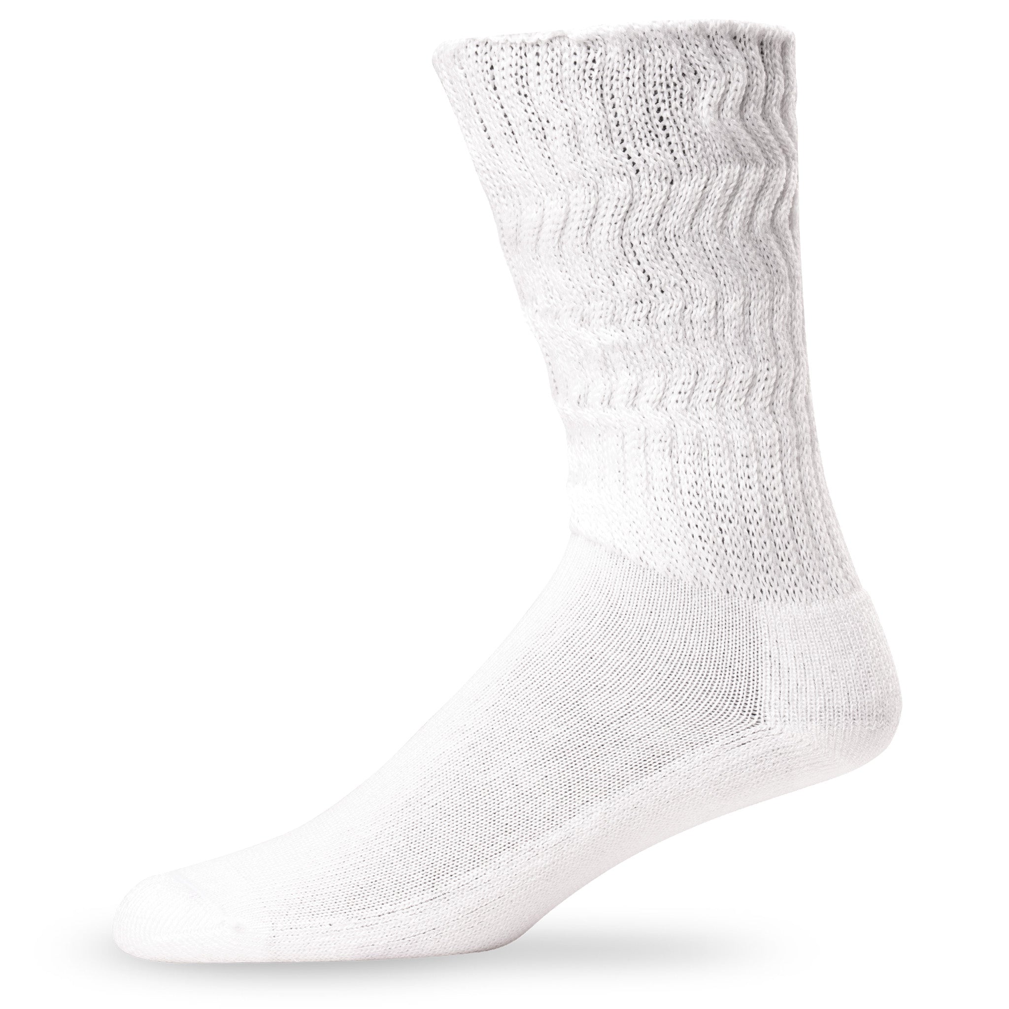 Side view of Lightfeet Diabetes White Crew Sock 