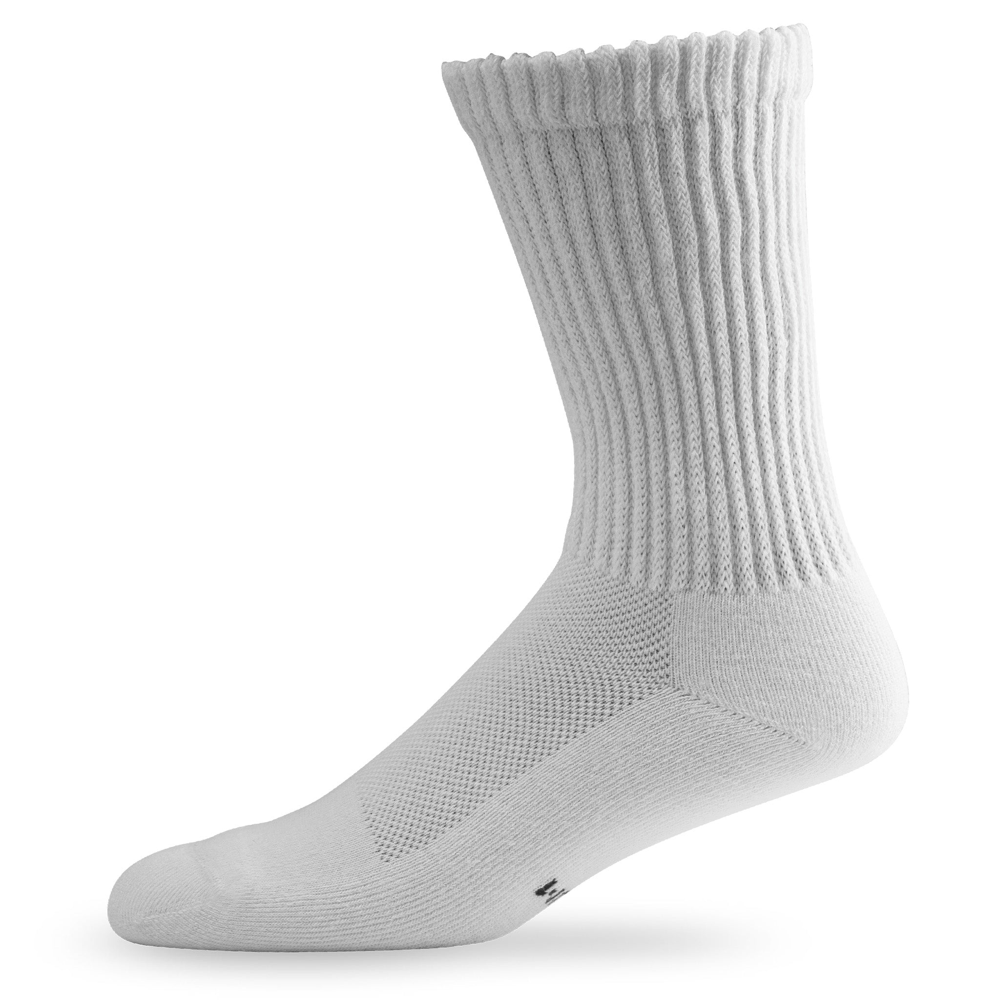Side view of Lightfeet Diabetes White Crew Sock 