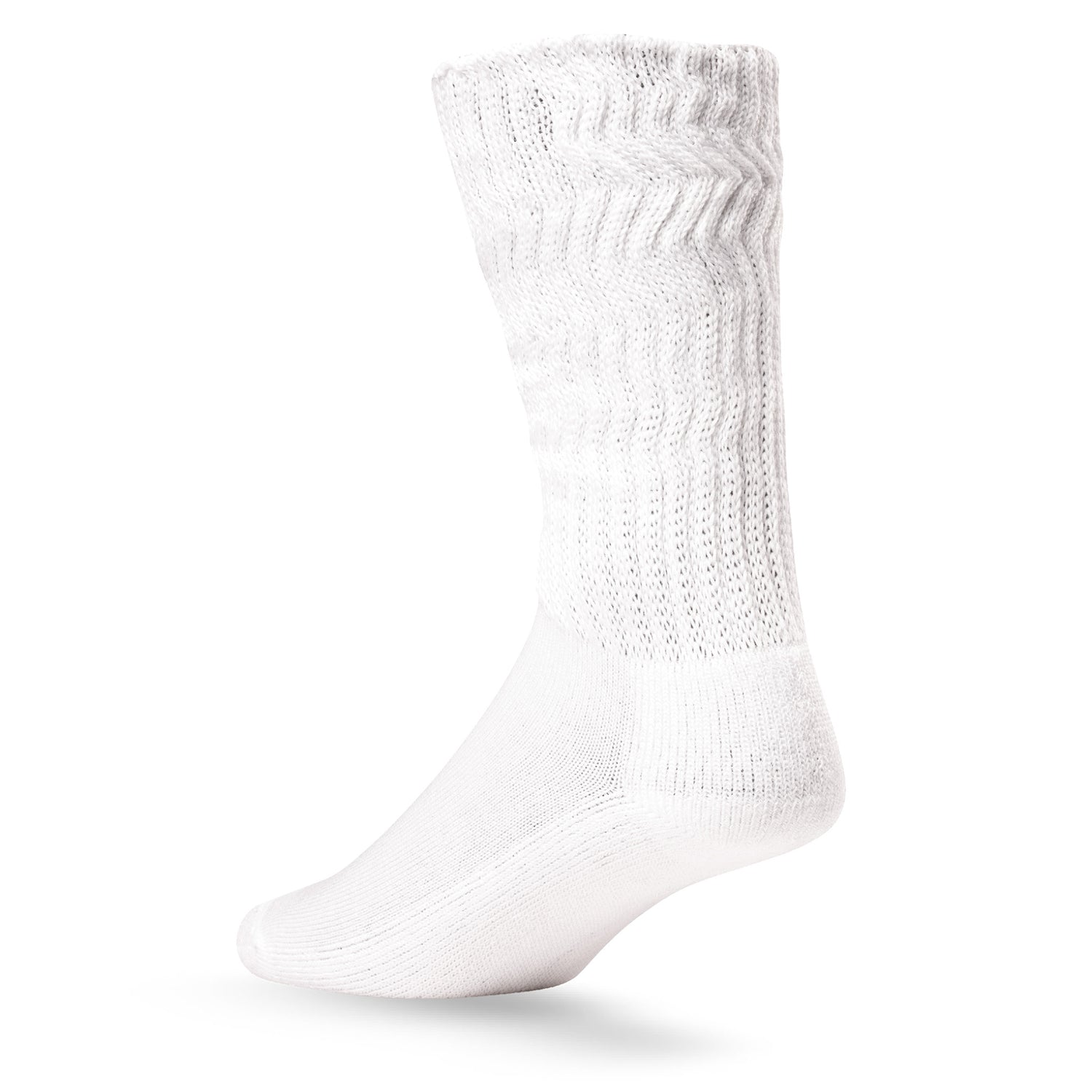 Heel view of Lightfeet Diabetes White Crew Sock 