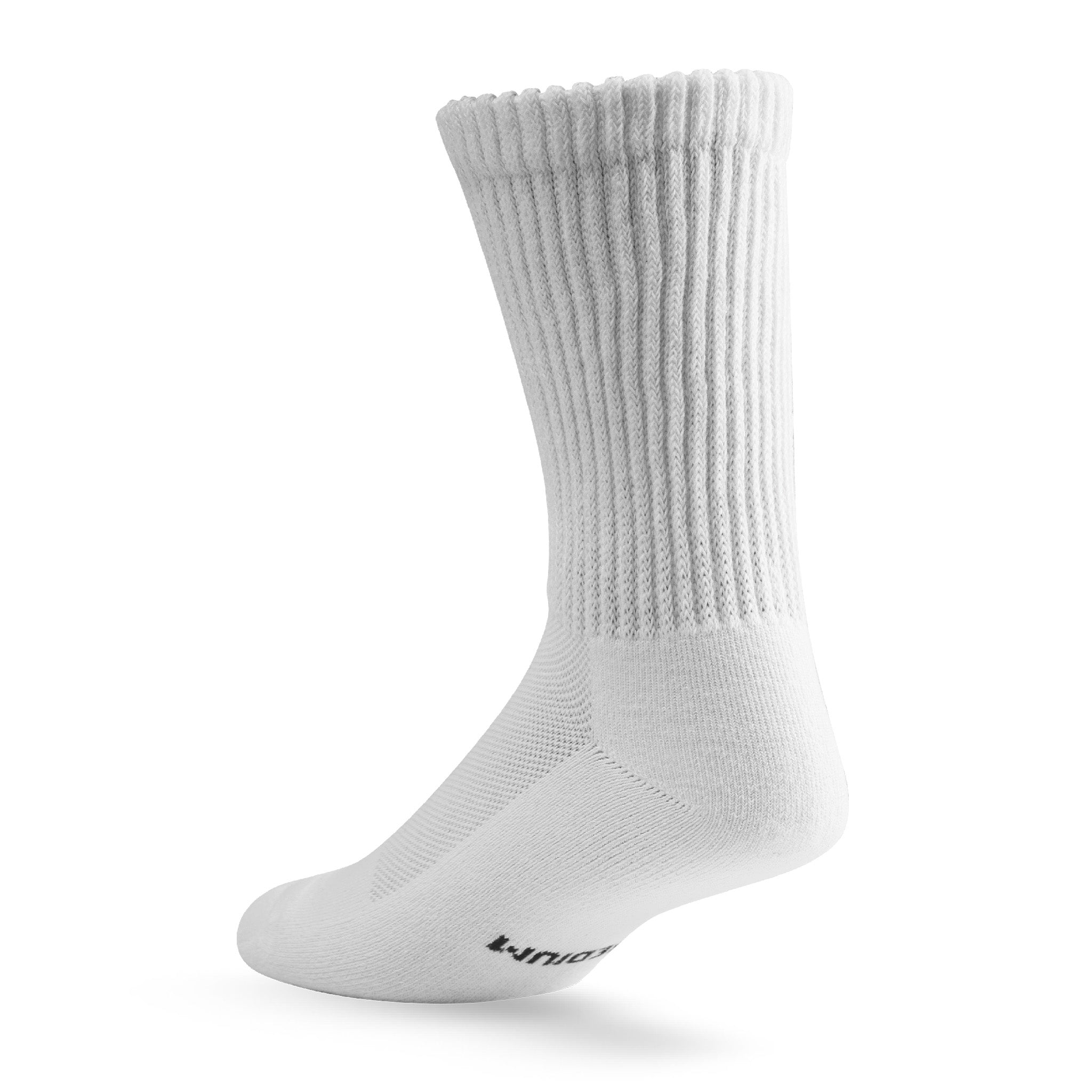 Heel view of Lightfeet Diabetes White Crew Sock 