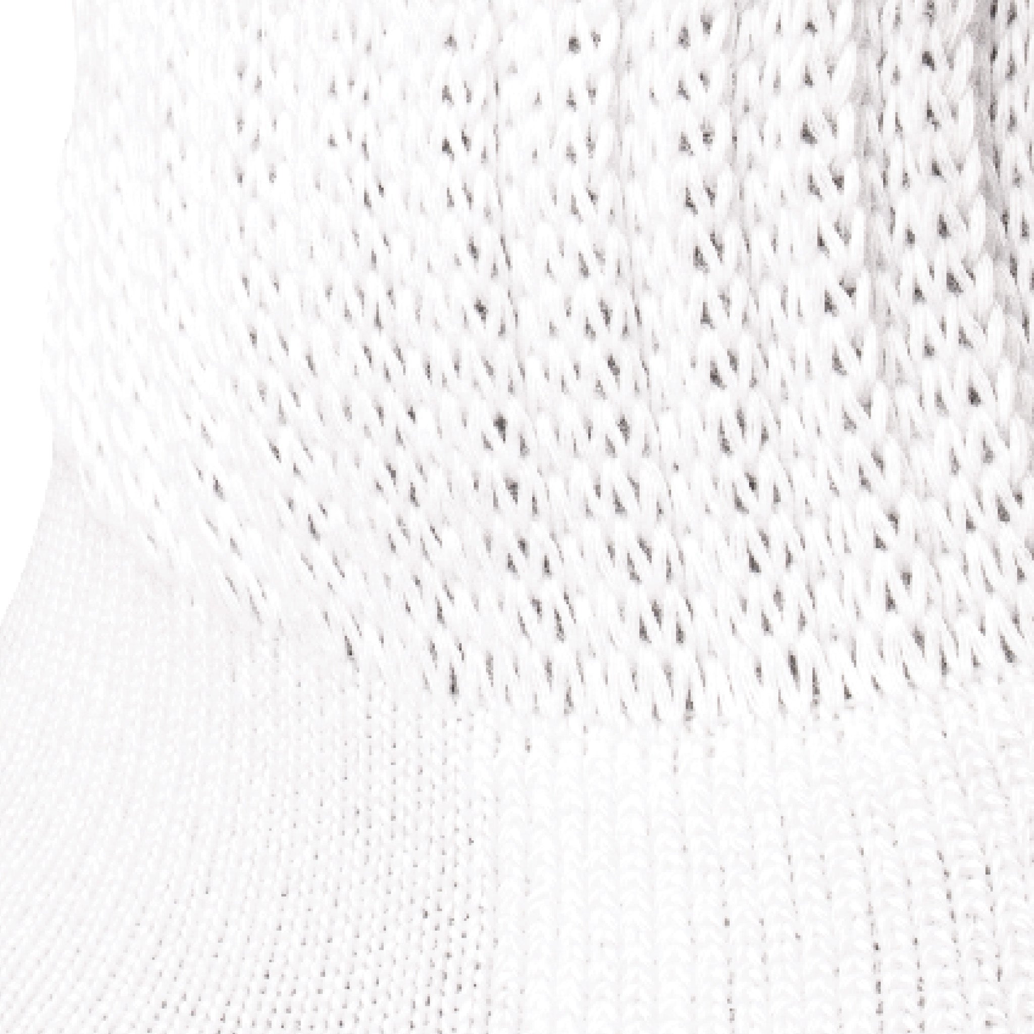 Close up view of loose ribbed cuff of Lightfeet Diabetes White Crew Sock 