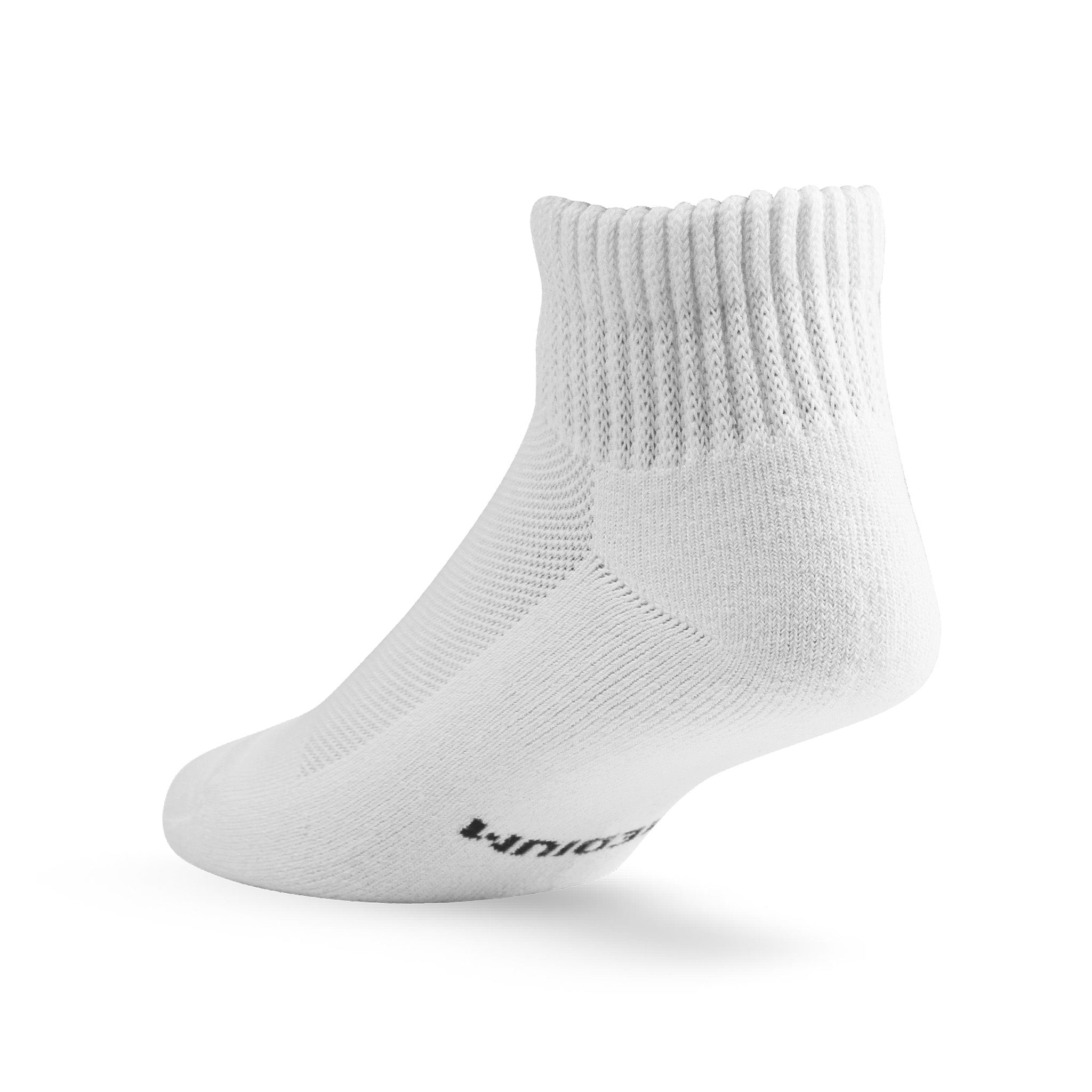 Heel view of Lightfeet Diabetes White Mini Crew Sock 