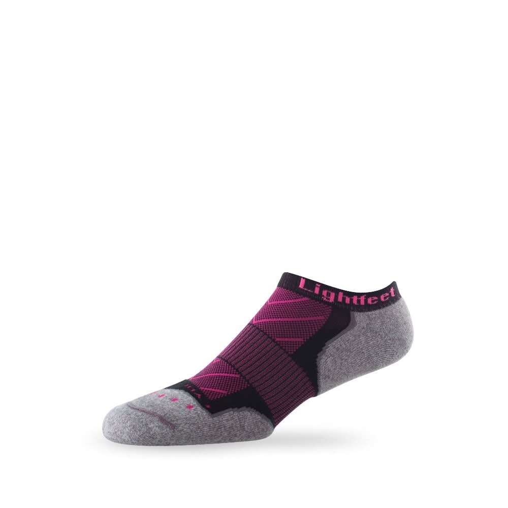 Side view of Lightfeet Evolution Black Fluro Pink Mini Performance Running Sock 