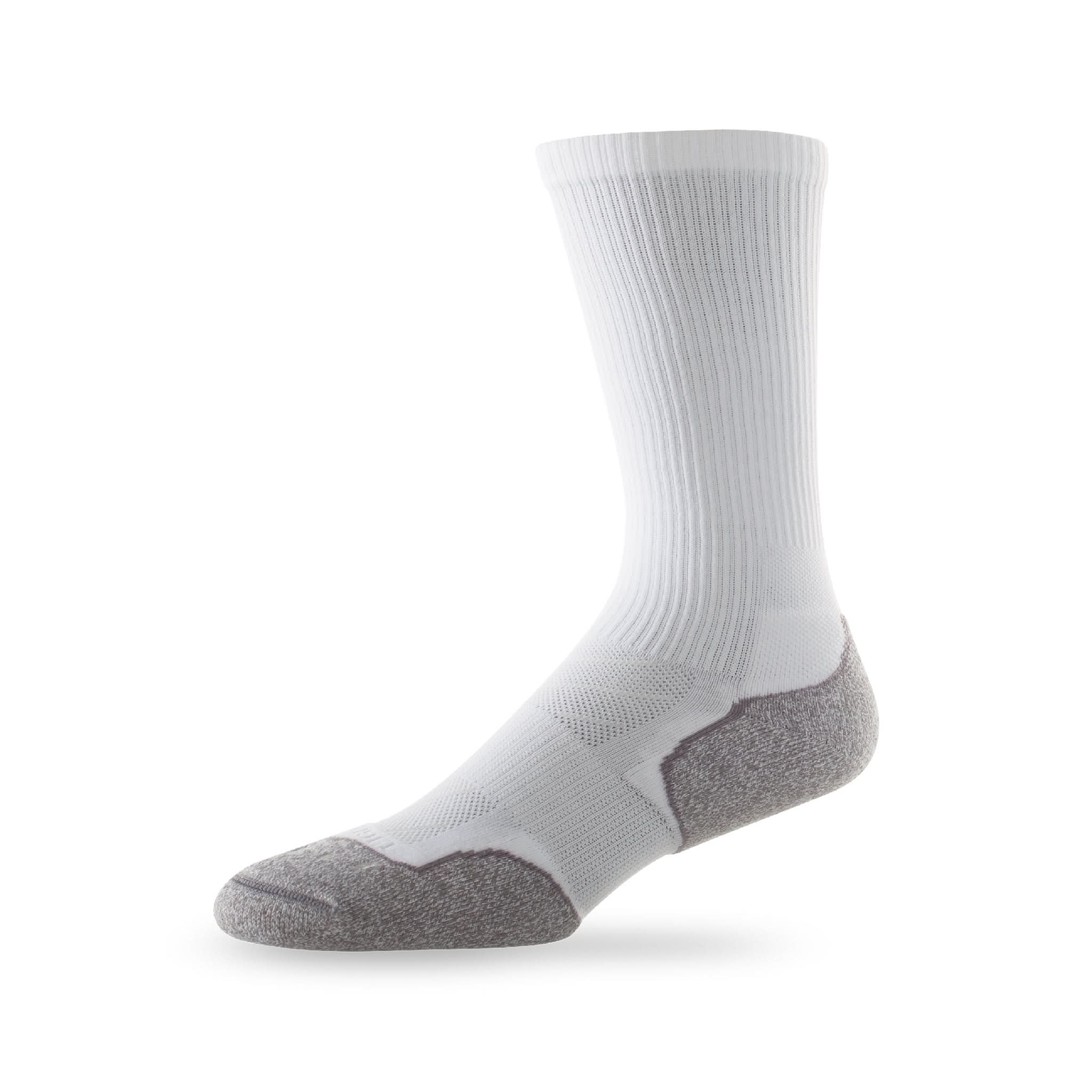 Side view of Lightfeet Evolution White Crew Performance Running Sock 