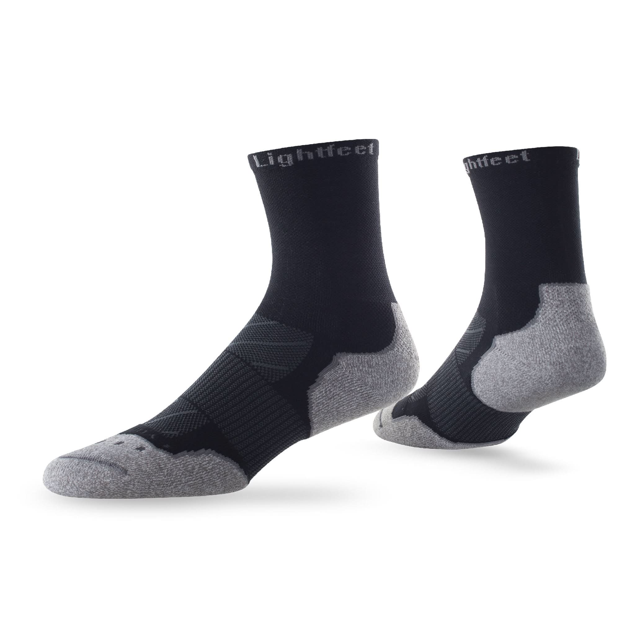 Pair of Lightfeet Evolution Black Half Crew Performance Running Socks 