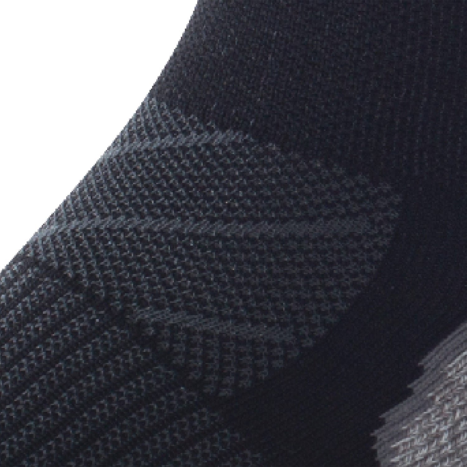 Close up view of mesh on Lightfeet Evolution Black Half Crew Performance Running Sock 
