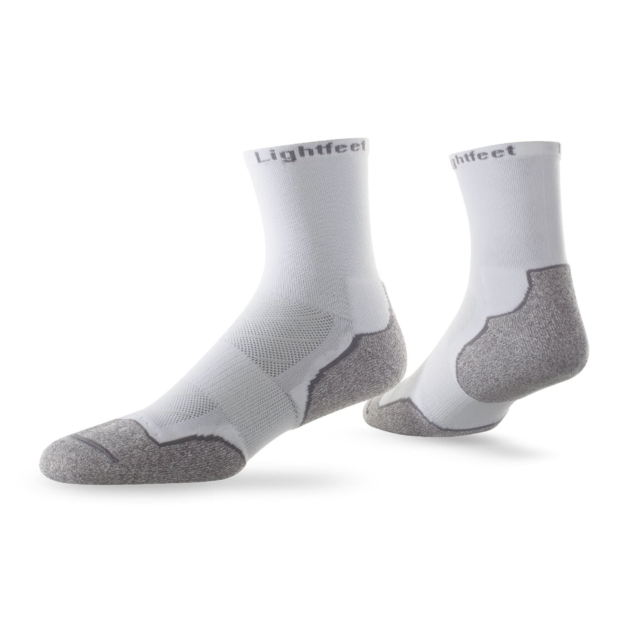 Pair of Lightfeet Evolution White Half Crew Performance Running Socks 