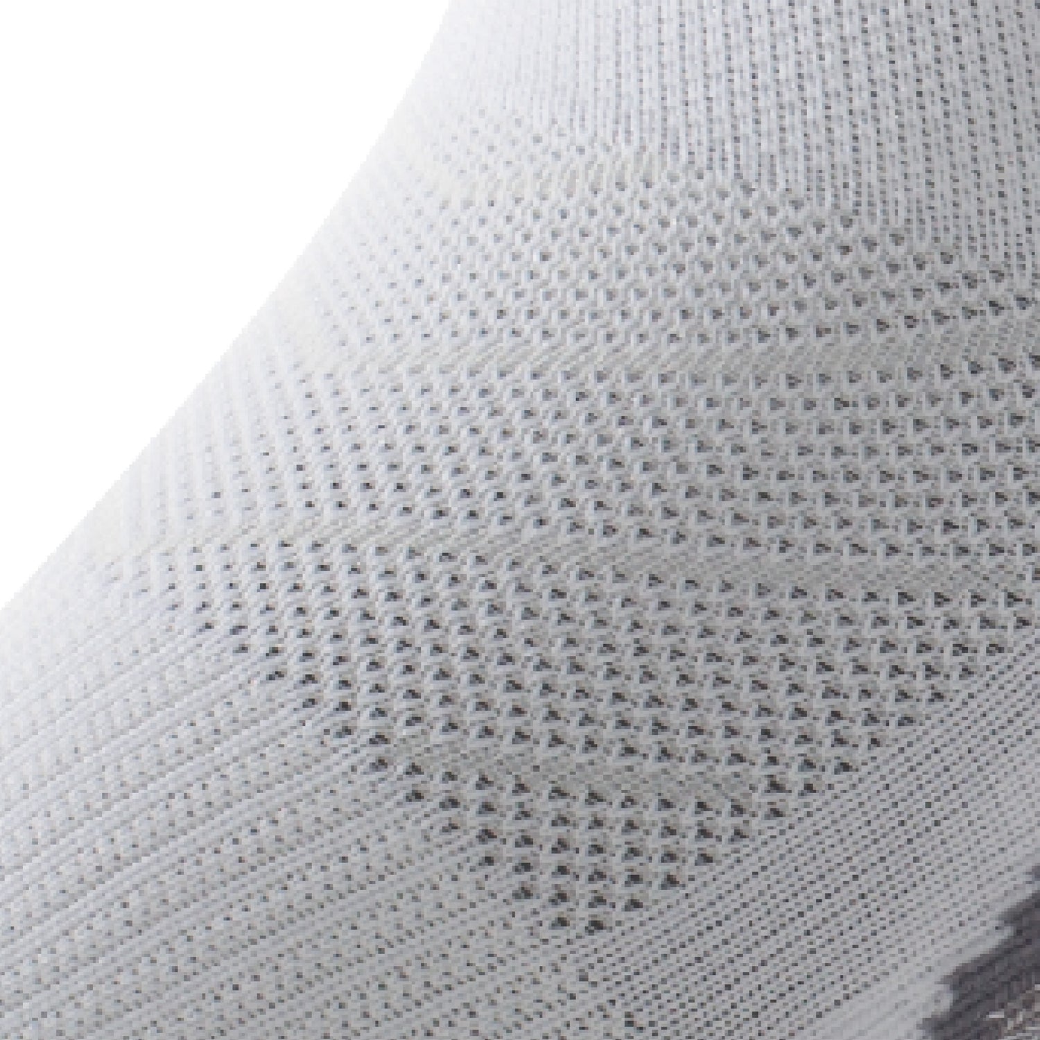 Close up view of mesh on Lightfeet Evolution White Half Crew Performance Running Sock 