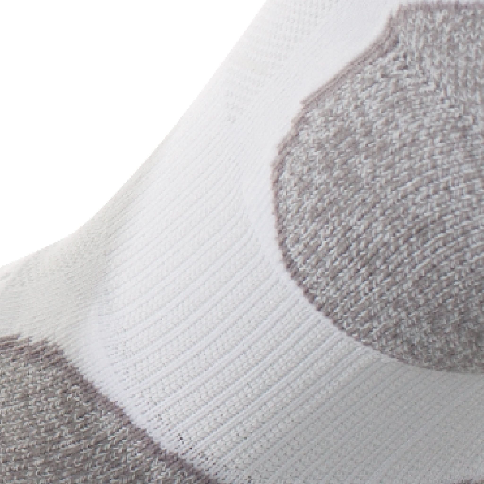 Close up view of elastic arch of Lightfeet Evolution White Crew Performance Running Sock 