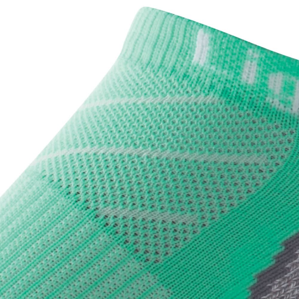 Close up view of mesh on Lightfeet Evolution Mint Mini Performance Running Sock 