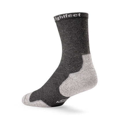 Heel view of Lightfeet Evolution Trail Dark Grey Half Crew Performance Running Sock 