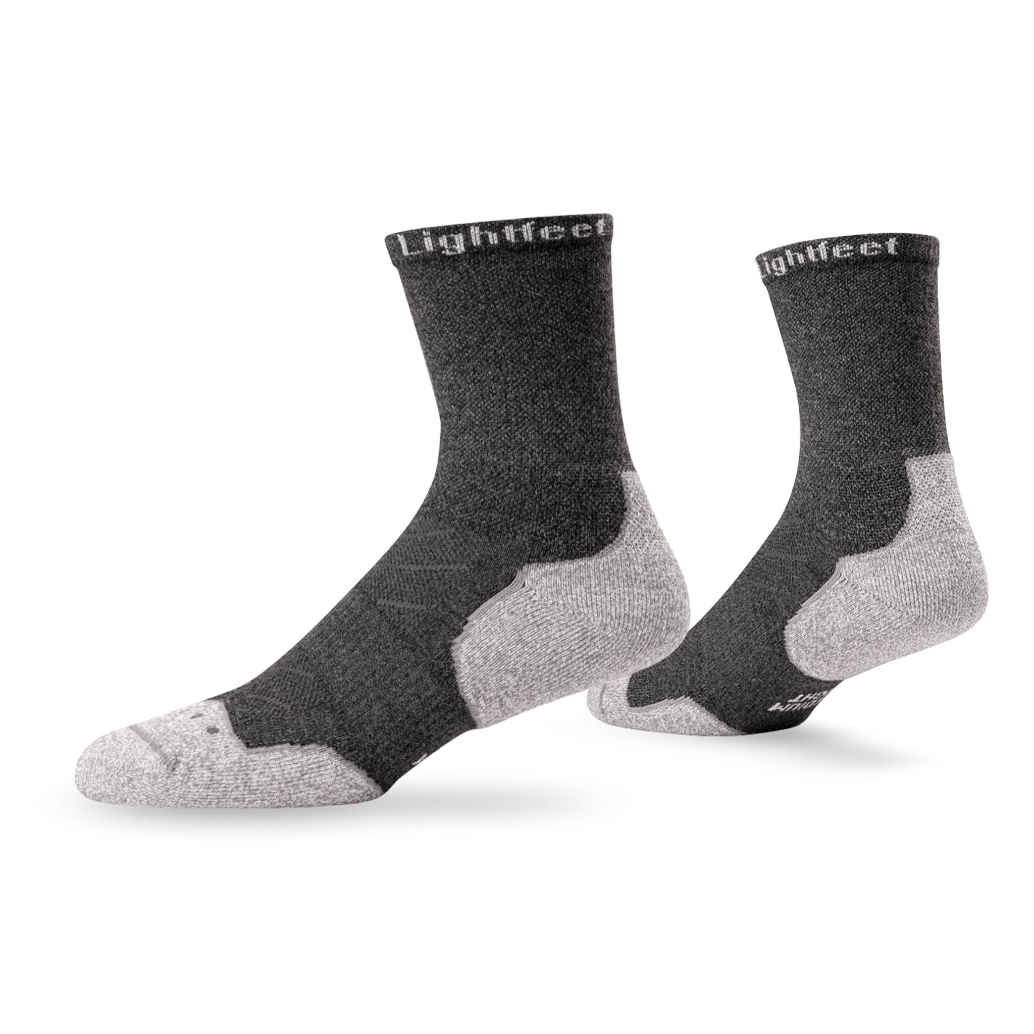 Pair of Lightfeet Evolution Trail Dark Grey Half Crew Performance Running Socks 