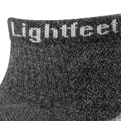 Close up view of mesh on Lightfeet Trail Dark Grey Mini Crew Performance Running Sock 