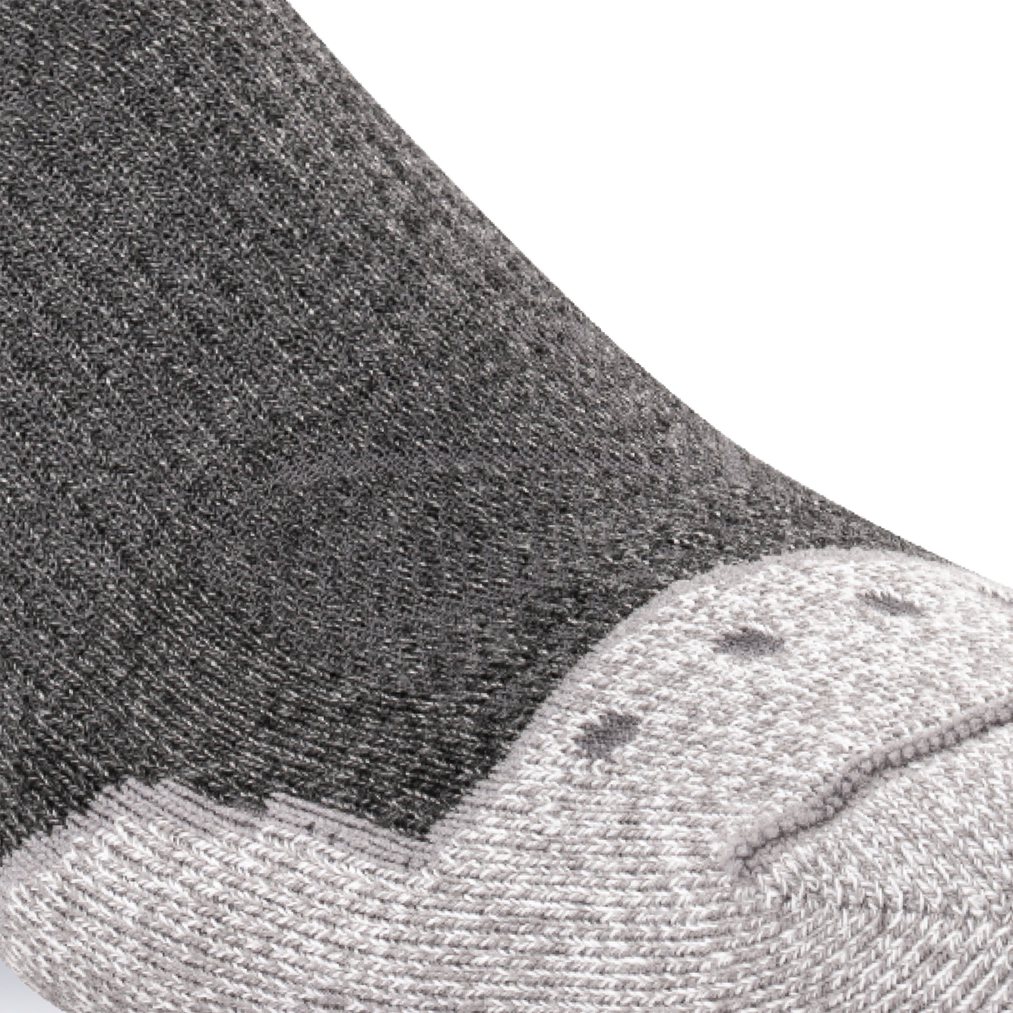 Close up view of air vents on Lightfeet Trail Dark Grey Half Crew Performance Running Sock 