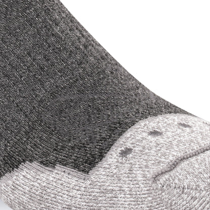 Close up view of air vents on Lightfeet Trail Dark Grey Half Crew Performance Running Sock 