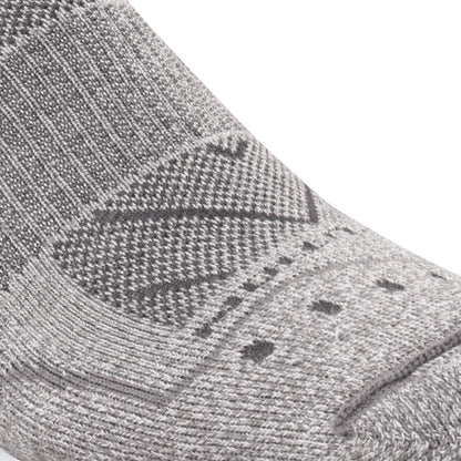 Close up view of air vents on Lightfeet Trail Light Grey Half Crew Performance Running Sock 