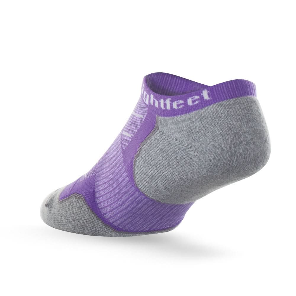Heel view of Lightfeet Evolution Violet Mini Performance Running Sock 