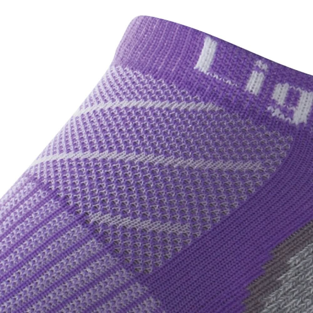 Close up view of mesh on Lightfeet Evolution Violet Mini Performance Running Sock 