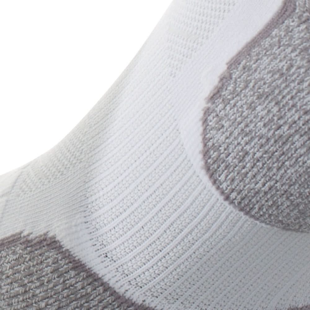 Close up view of elastic arch of Lightfeet Evolution White Mini Performance Running Sock 